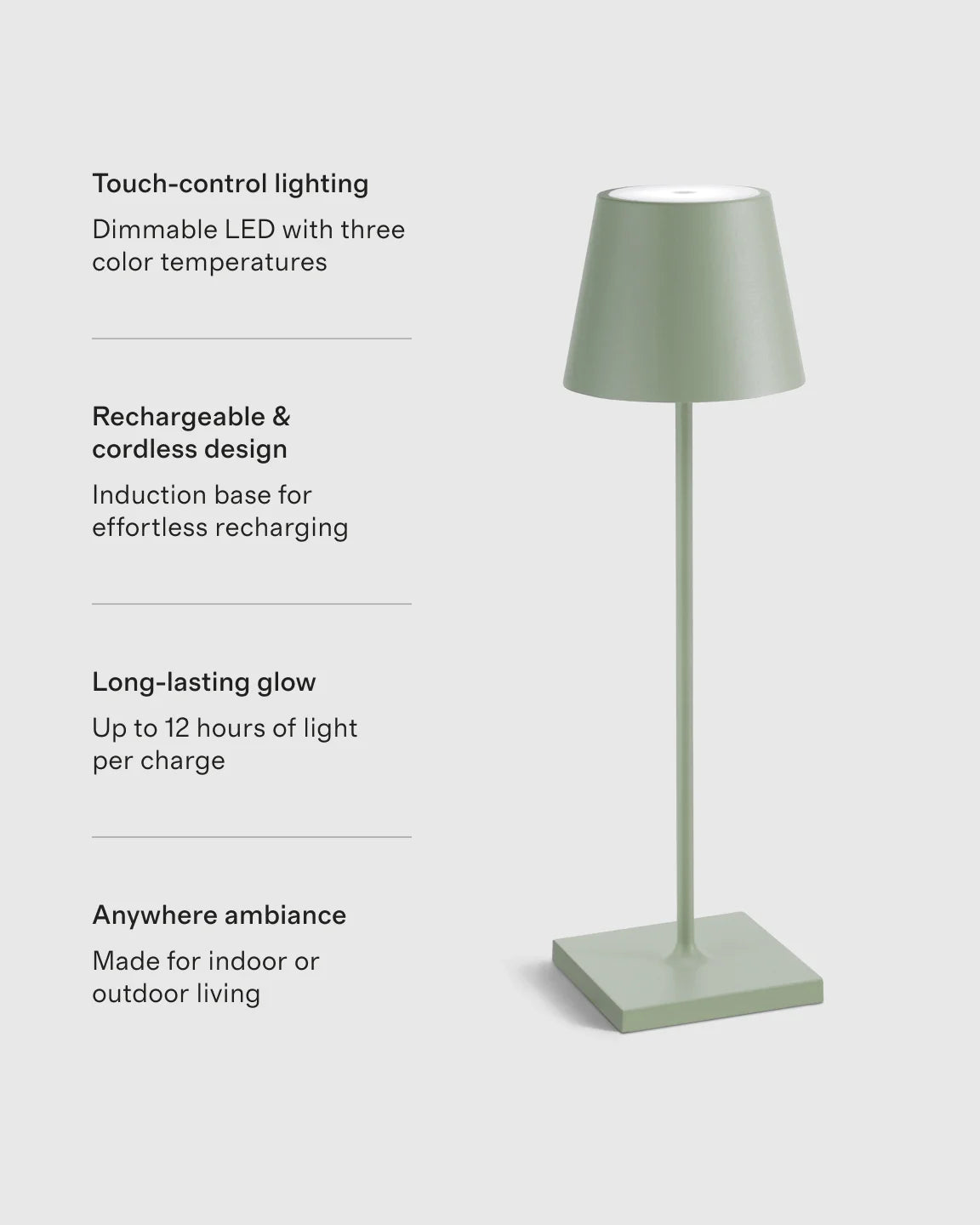 Poldina Pro Rechargeable Table Lamp by Zafferano - Regular / White