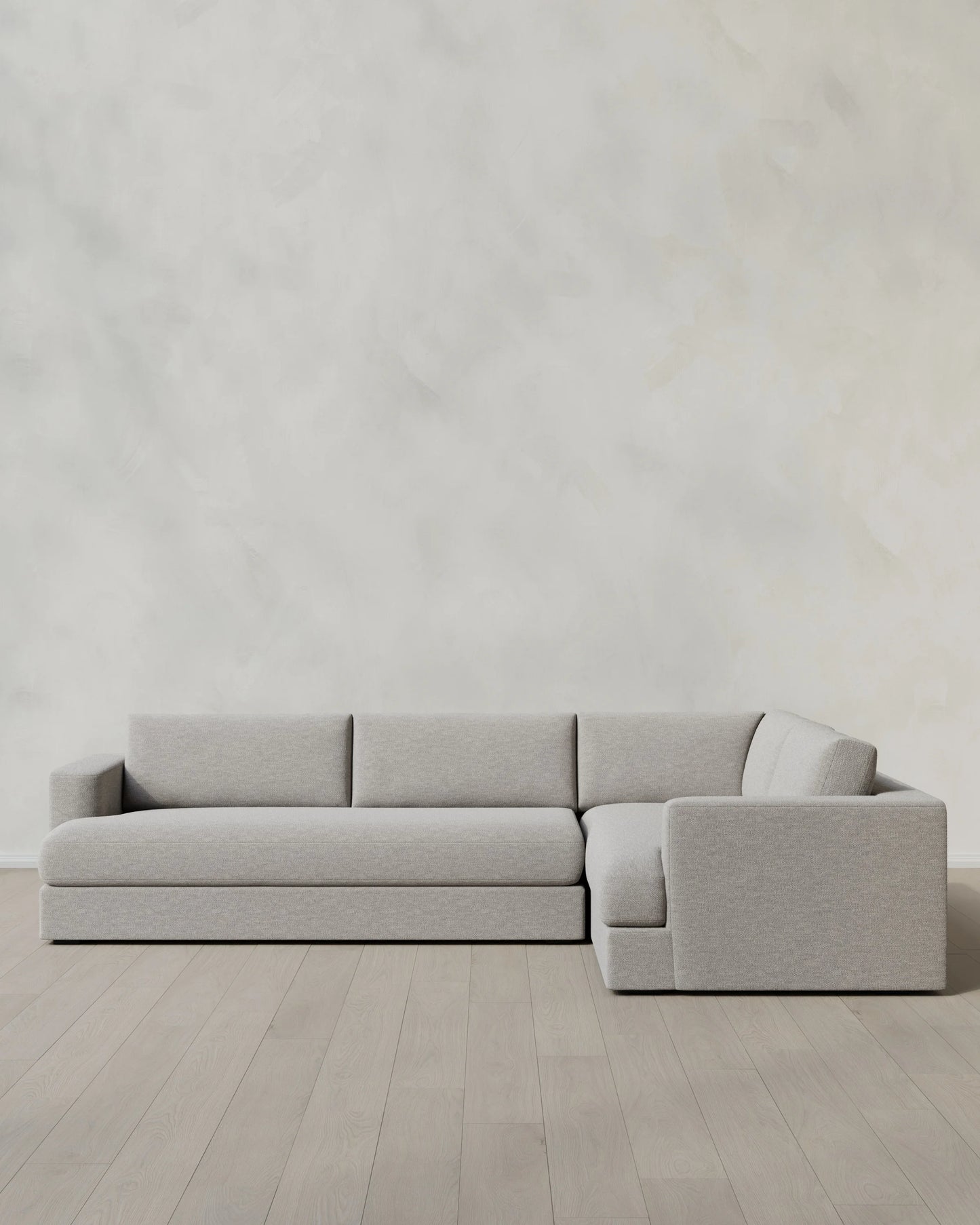 Sierra Curved Arm L Sectional in Performance Basketweave - Right Arm / Fog