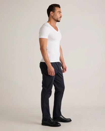 Soft Stretch V-Neck Undershirt (3-Pack) - S / Classic White