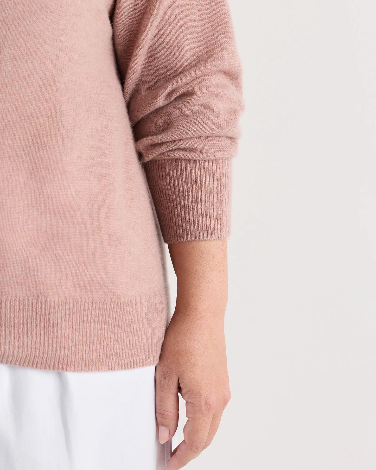 Mongolian Cashmere Boatneck Sweater - 1X / Heather Vintage Pink