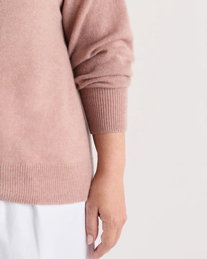 Mongolian Cashmere Boatneck Sweater - 1X / Heather Vintage Pink