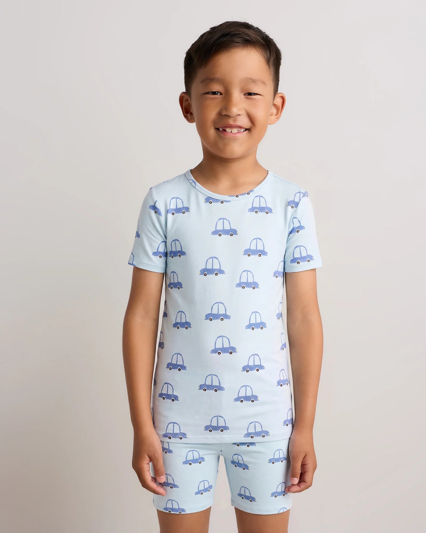 Bamboo Short Sleeve and Shorts Pajama Set - 6 / Lavender Hearts