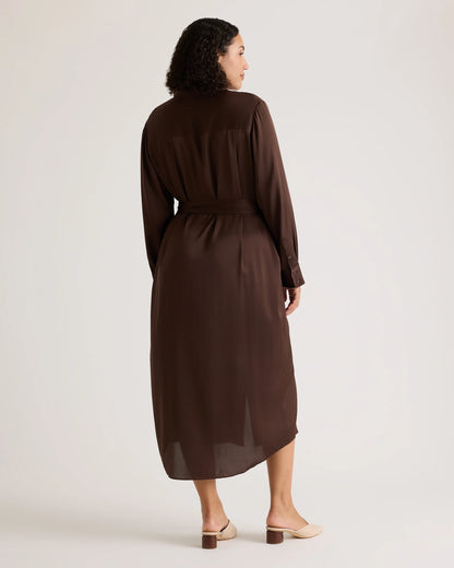 Washable Stretch Silk Maxi Shirt Dress - XS / Moonstone Blue