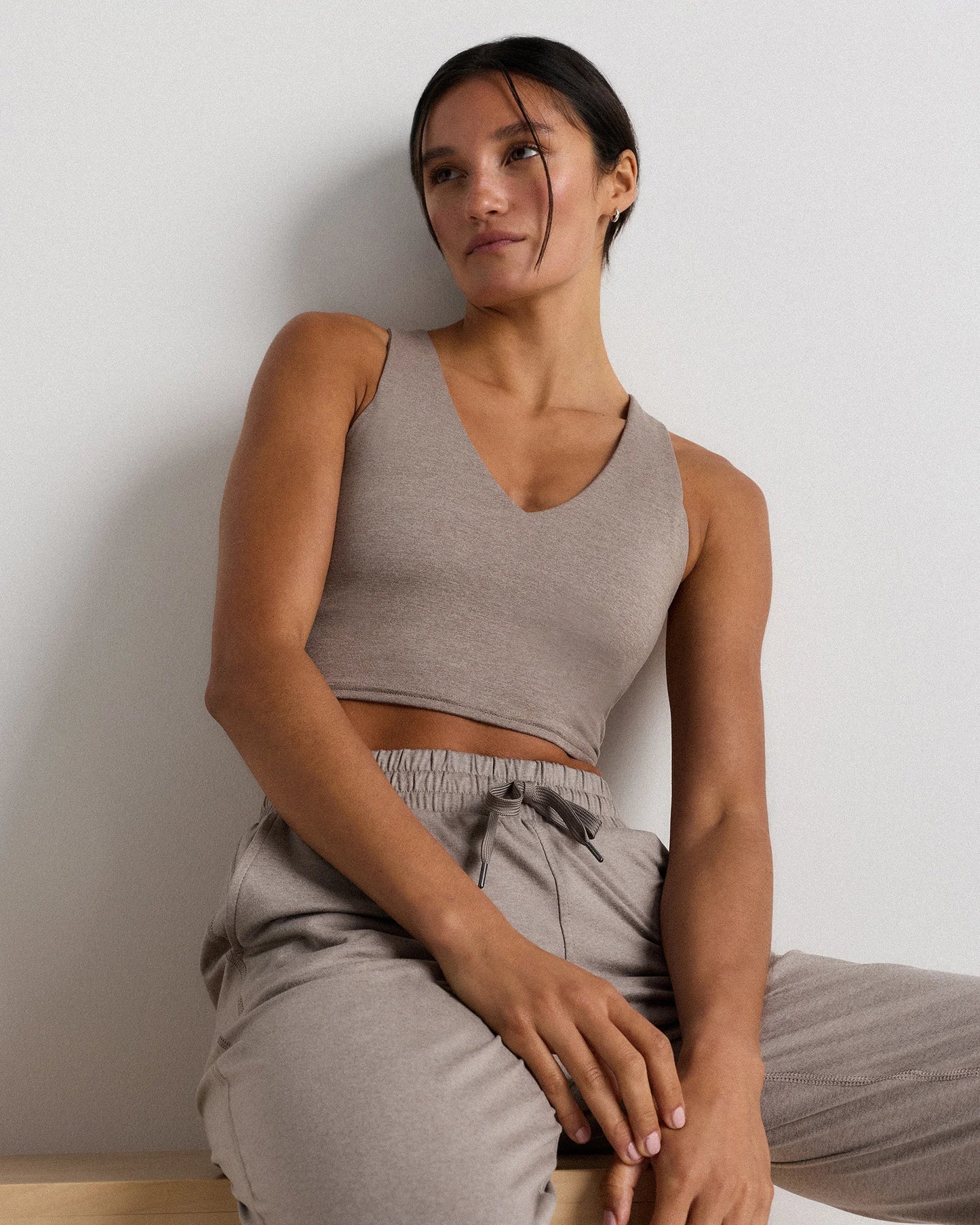 Ultra-Soft V-Neck Cropped Tank - XS / Heather Navy