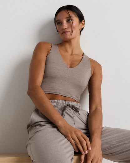 Ultra-Soft V-Neck Cropped Tank - XS / Heather Navy