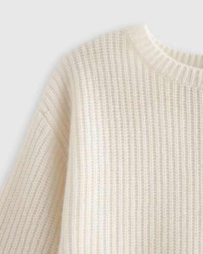 Washable Cashmere Fisherman Tunic Sweater - 6 / Oatmeal