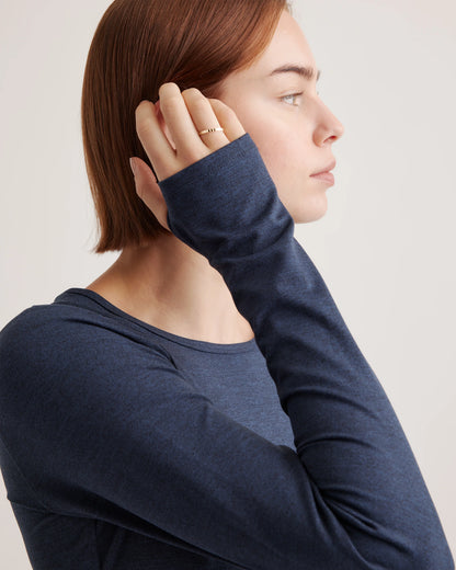 Ultra-Soft Fitted Long Sleeve Top - XS / Heather Navy