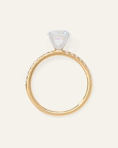 Lab Grown Diamond Round Petite Pave Engagement Ring - 1.50ct - 4 / Yellow Gold