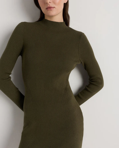 Cotton Cashmere Mock Neck Mini Dress - XS / Mocha Heather