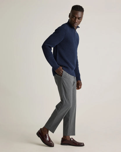 100% Organic Cotton Fisherman Quarter-Zip Sweater - S / Big Sur Green