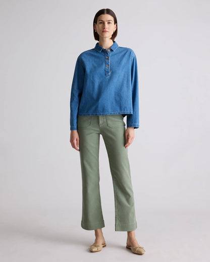 French Terry Wide Leg Pants - 0 / Bayberry Olive