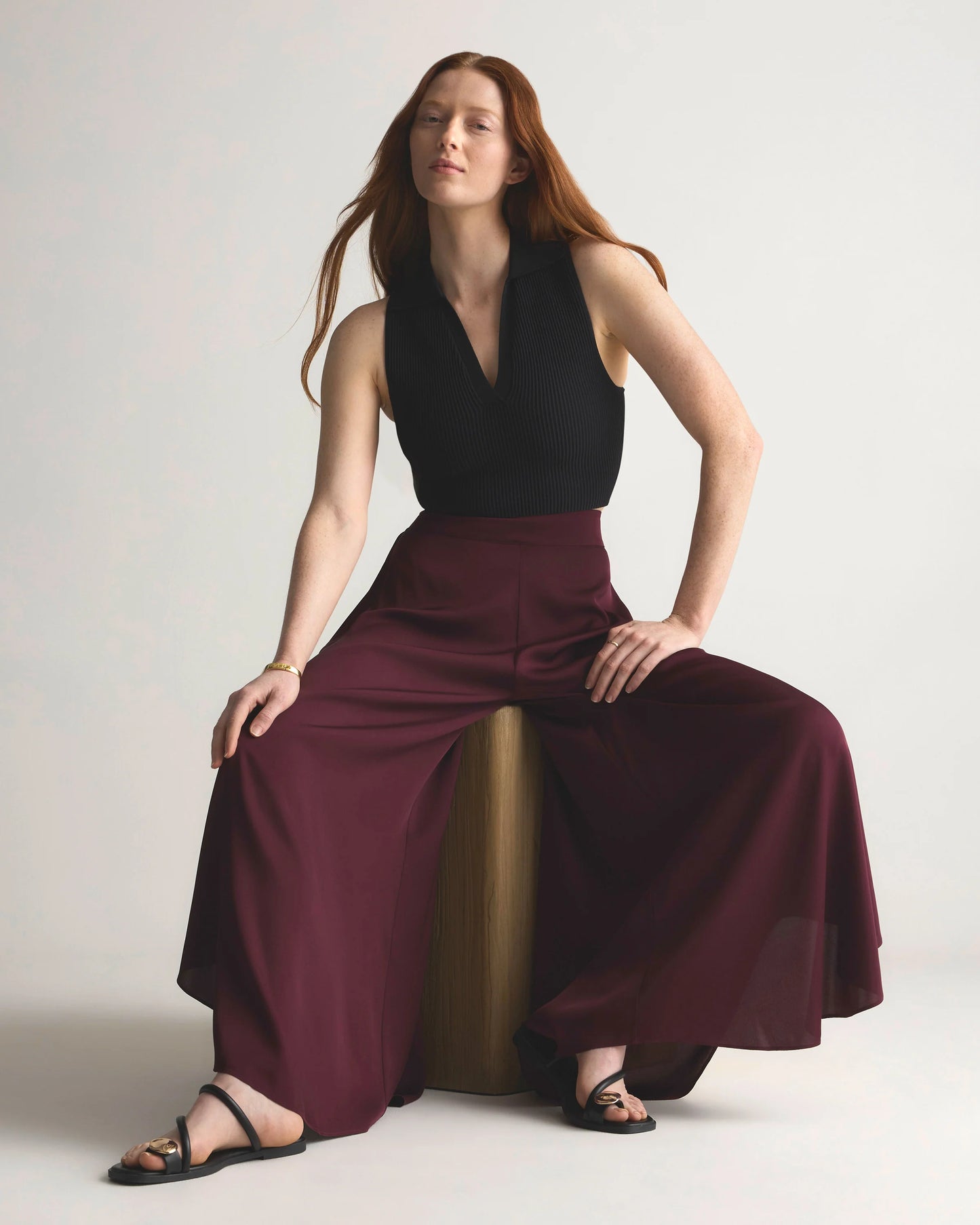 Washable Stretch Silk Palazzo Pants - XS / Black