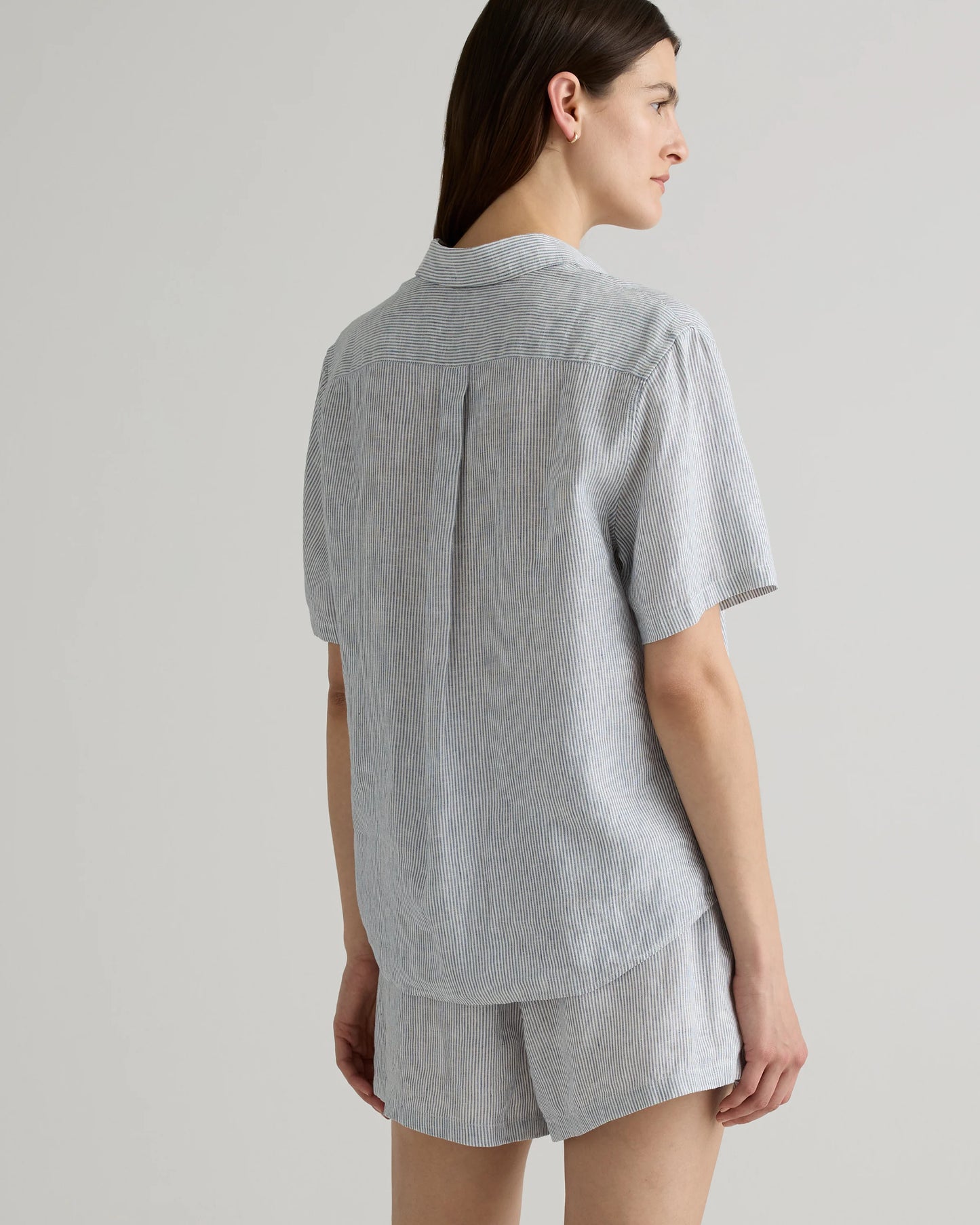 100% European Linen Shorts Pajama Set - XS / French Blue