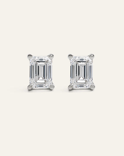 14K Gold Lab Grown Diamond Statement Emerald Studs - 8ctw - One Size / Yellow Gold