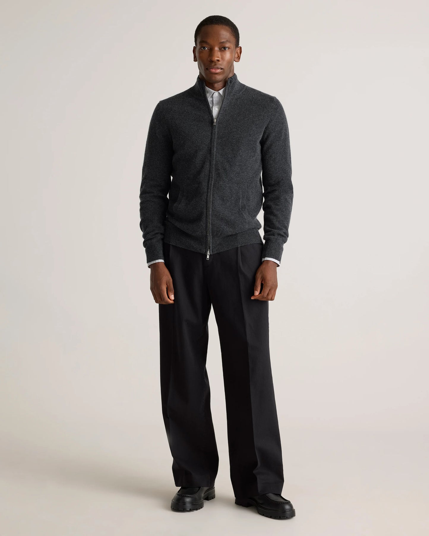 Mongolian Cashmere Full Zip Sweater - S / Teak