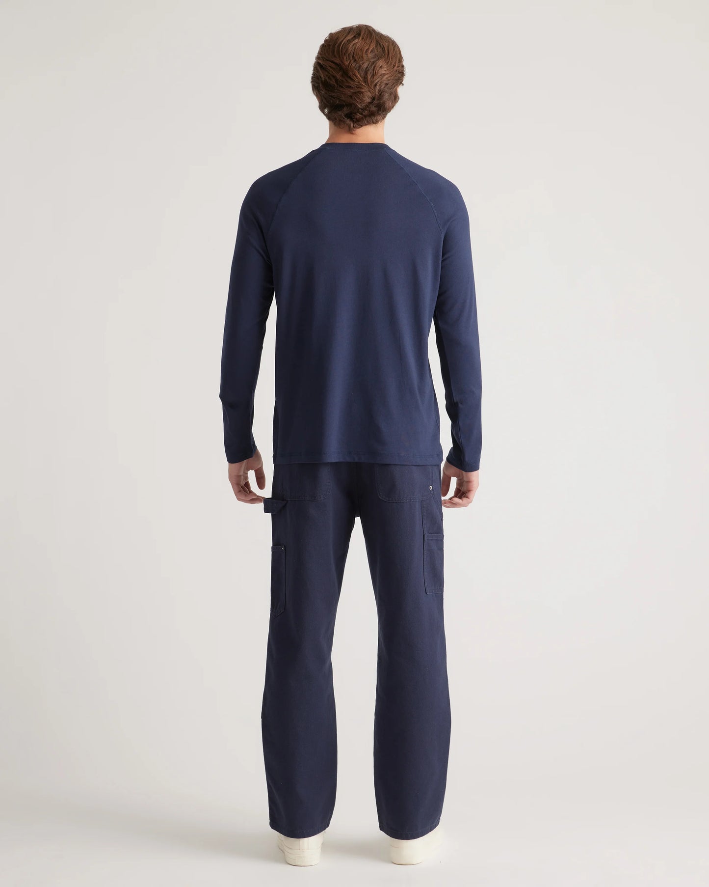 Cotton Modal Long Sleeve Henley Tee - S / Heather Grey