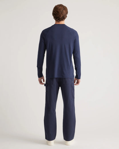 Cotton Modal Long Sleeve Henley Tee - S / Heather Grey