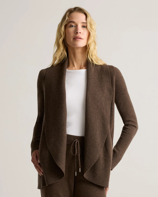 Mongolian Cashmere Open Cardigan Sweater - XS / Brown