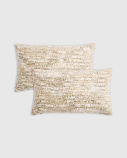 Wool Linen Textured Pillow Cover (Set of 2) - 12x20 / Ivory