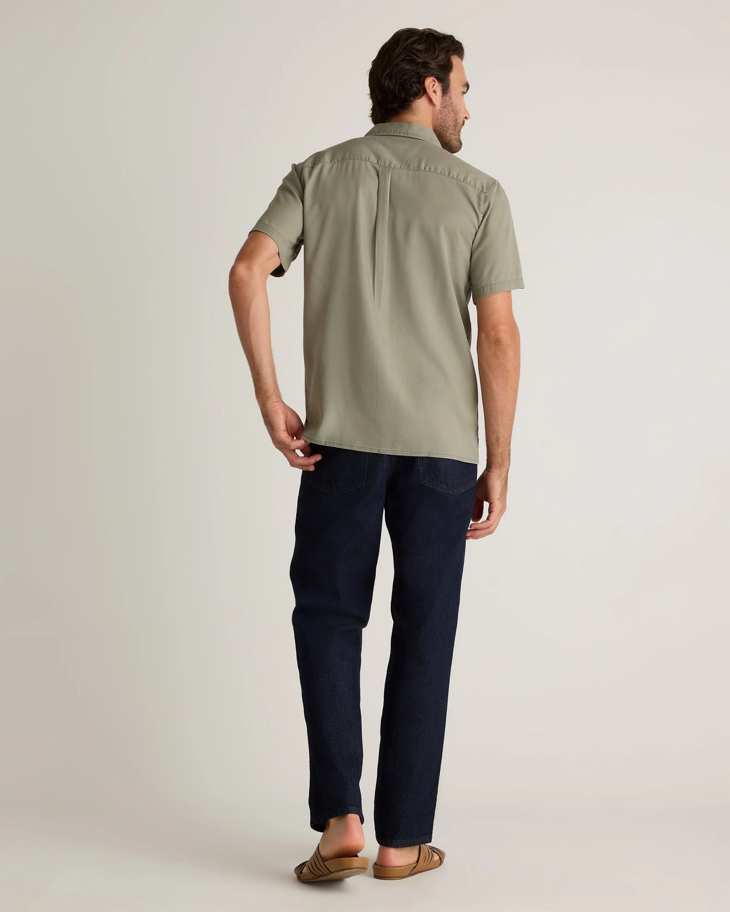 Vintage Wash Tencel Camp Shirt - S / Olive