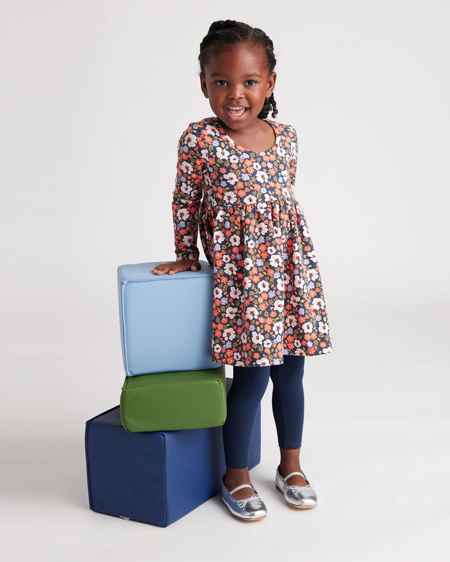 Organic Cotton Long Sleeve Skater Dress - 2T / Red Poppy Garden