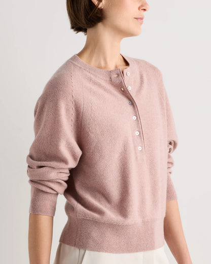 Mongolian Cashmere Dolman Sleeve Henley Sweater - XS / Oatmeal