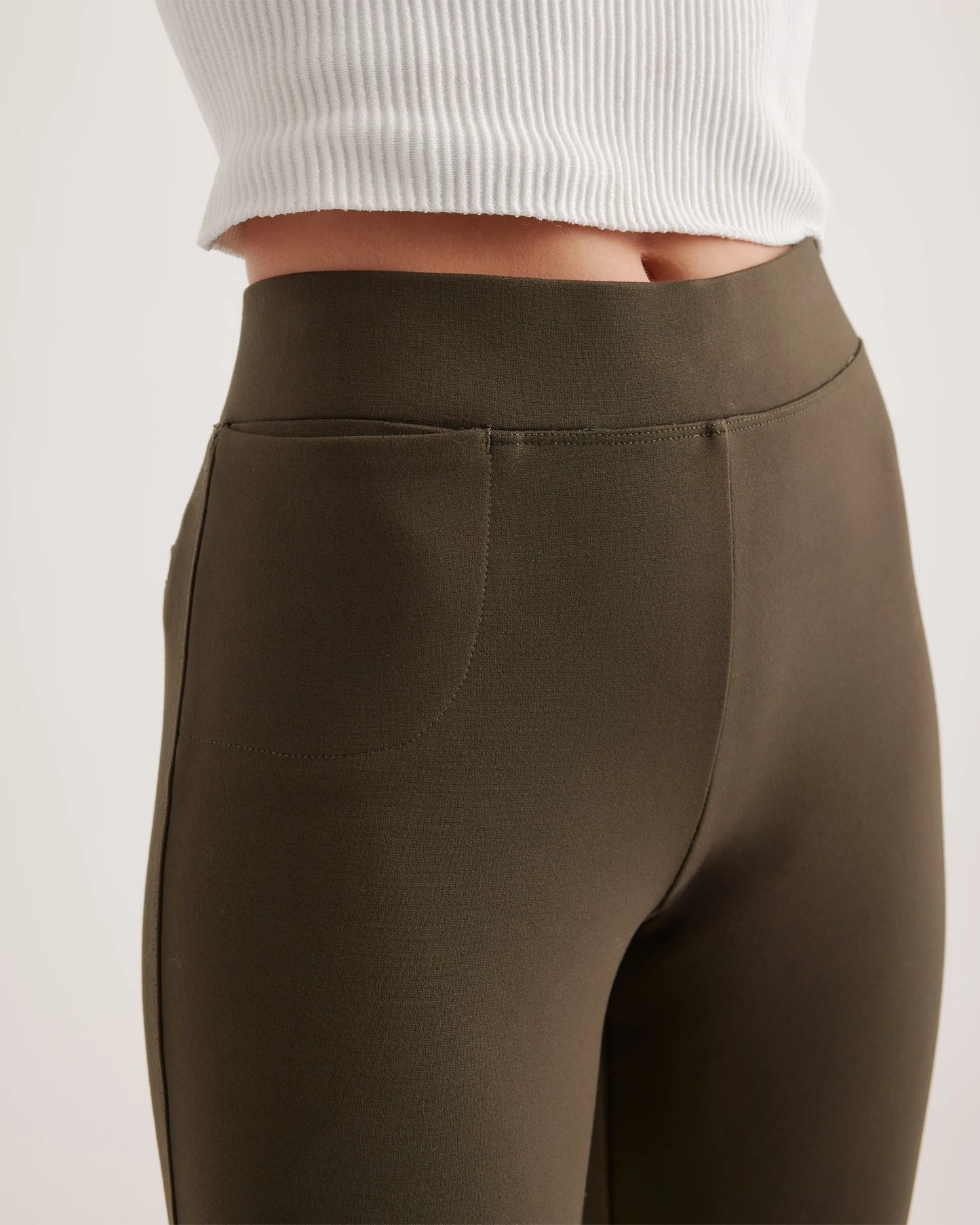 Ultra-Stretch Ponte Kick Flare Pants - XS / Olive