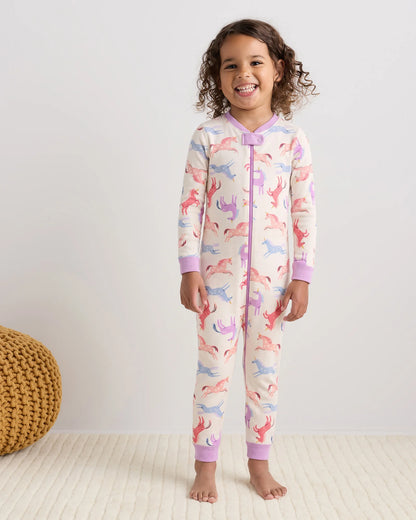100% Organic Cotton One Piece Pajama - 2T / Navy Stripe