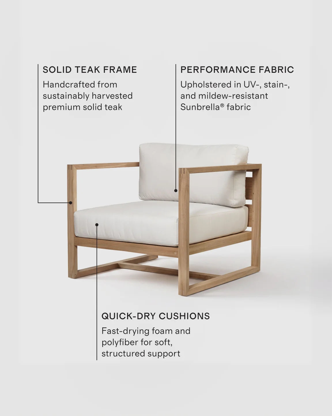 Linear Solid Teak Outdoor Lounge Chair - One Size / Natural Teak