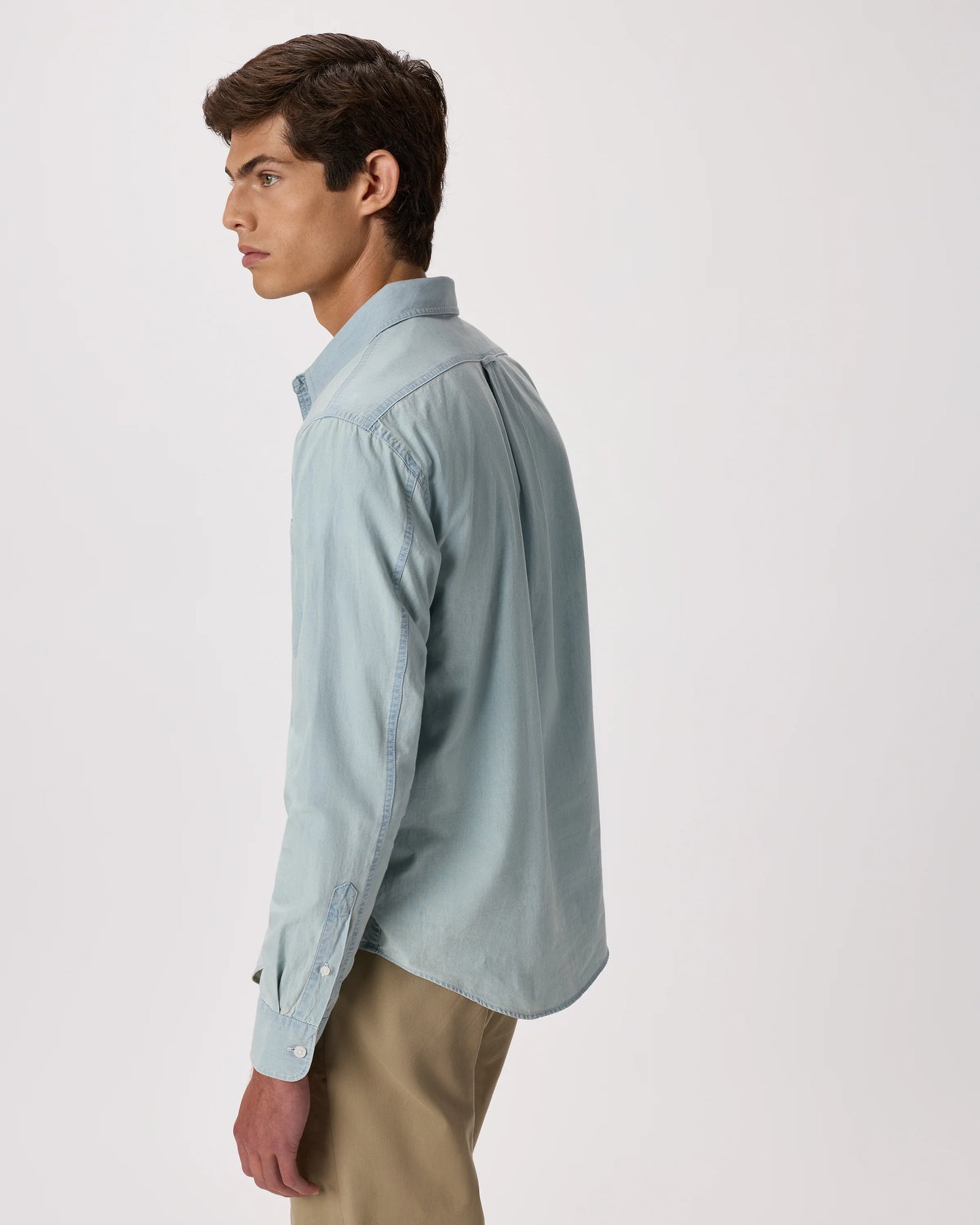 100% Organic Chambray Long Sleeve Shirt - S / Light Chambray