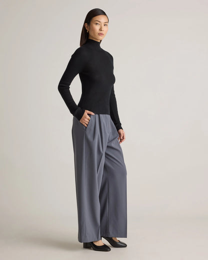 Featherweight Cashmere Ribbed Mockneck Sweater - XS / Deep Navy