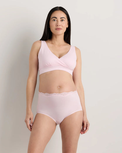 Organic Cotton Lace Trim Maternity & Postpartum Brief (6-pack) - XS / Light Pink