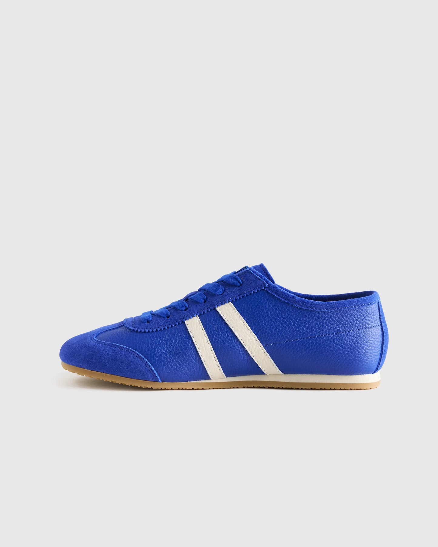 Italian Leather & Suede Low Profile Sneaker - 5 / Electric Blue