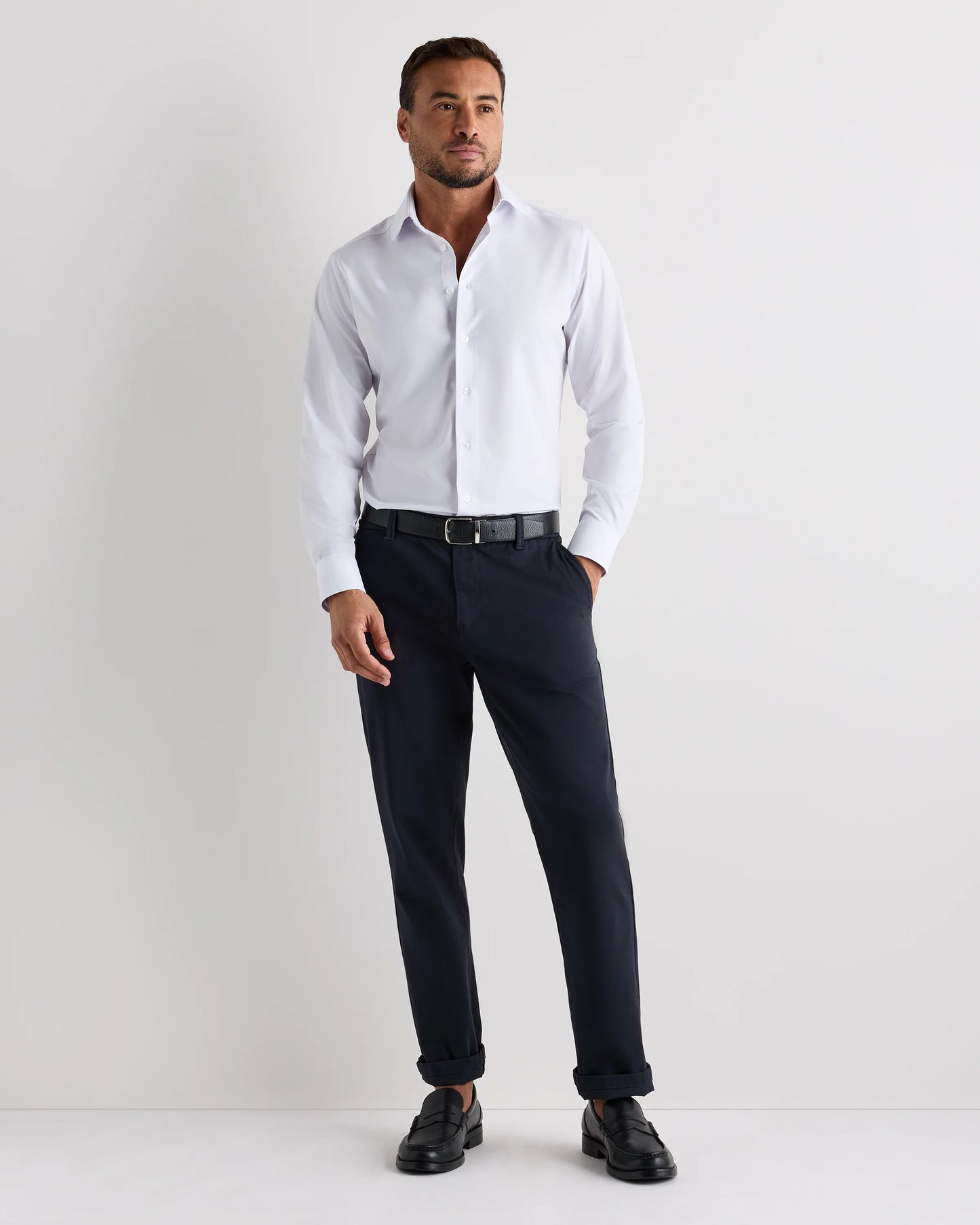 Performance Stretch Wrinkle-Free Slim Dress Shirt - S / White
