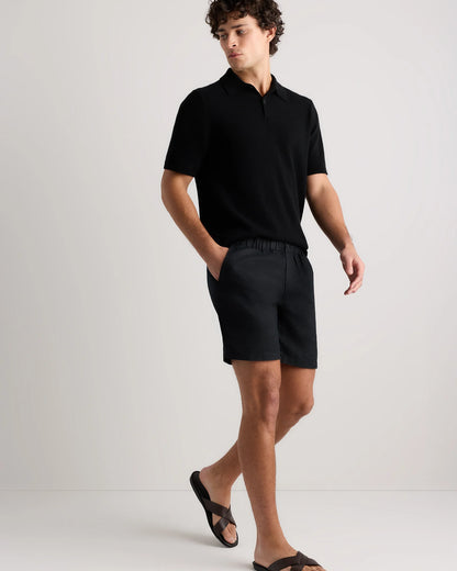 100% European Linen Shorts - 7" - S / Black