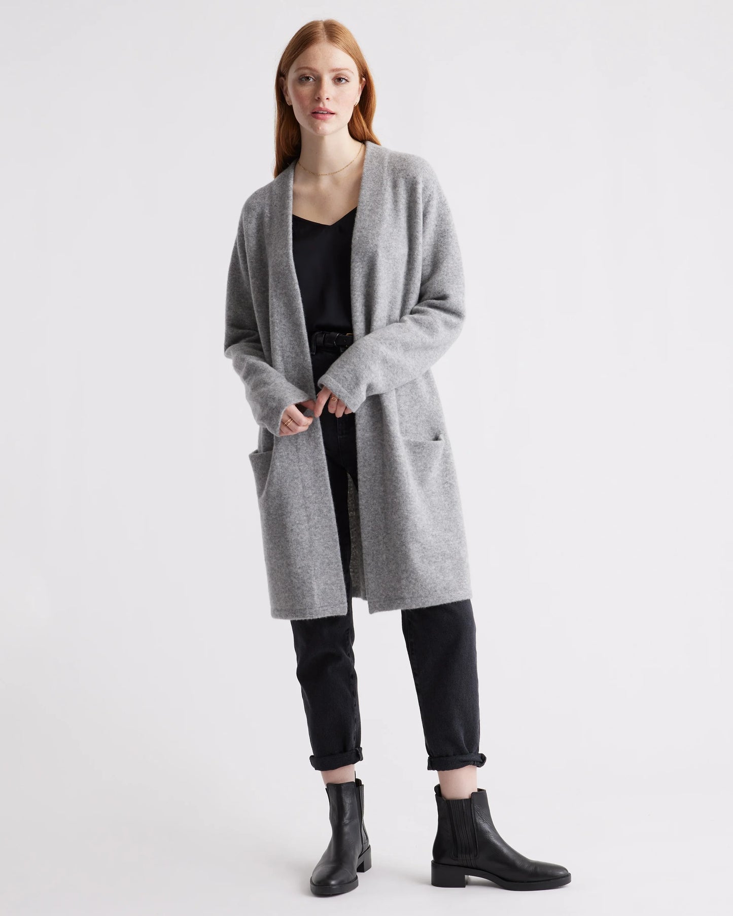 Superfine Merino Wool Sweater Coat - XS / Heather Grey