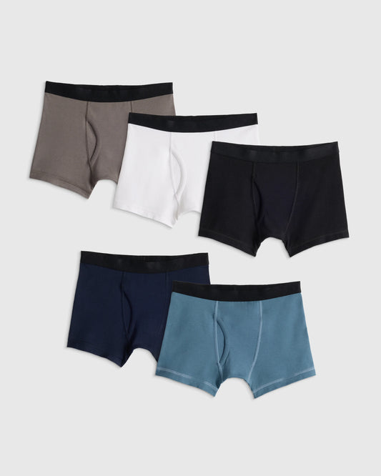 Boys Organic Cotton Boxer Brief 5-Pack - 6 / Solid Neutral Multi Pack