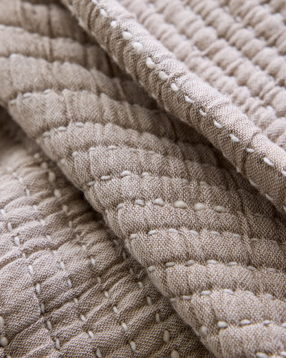 Organic Cotton Channel Stitch Coverlet - Twin / Coral Pink