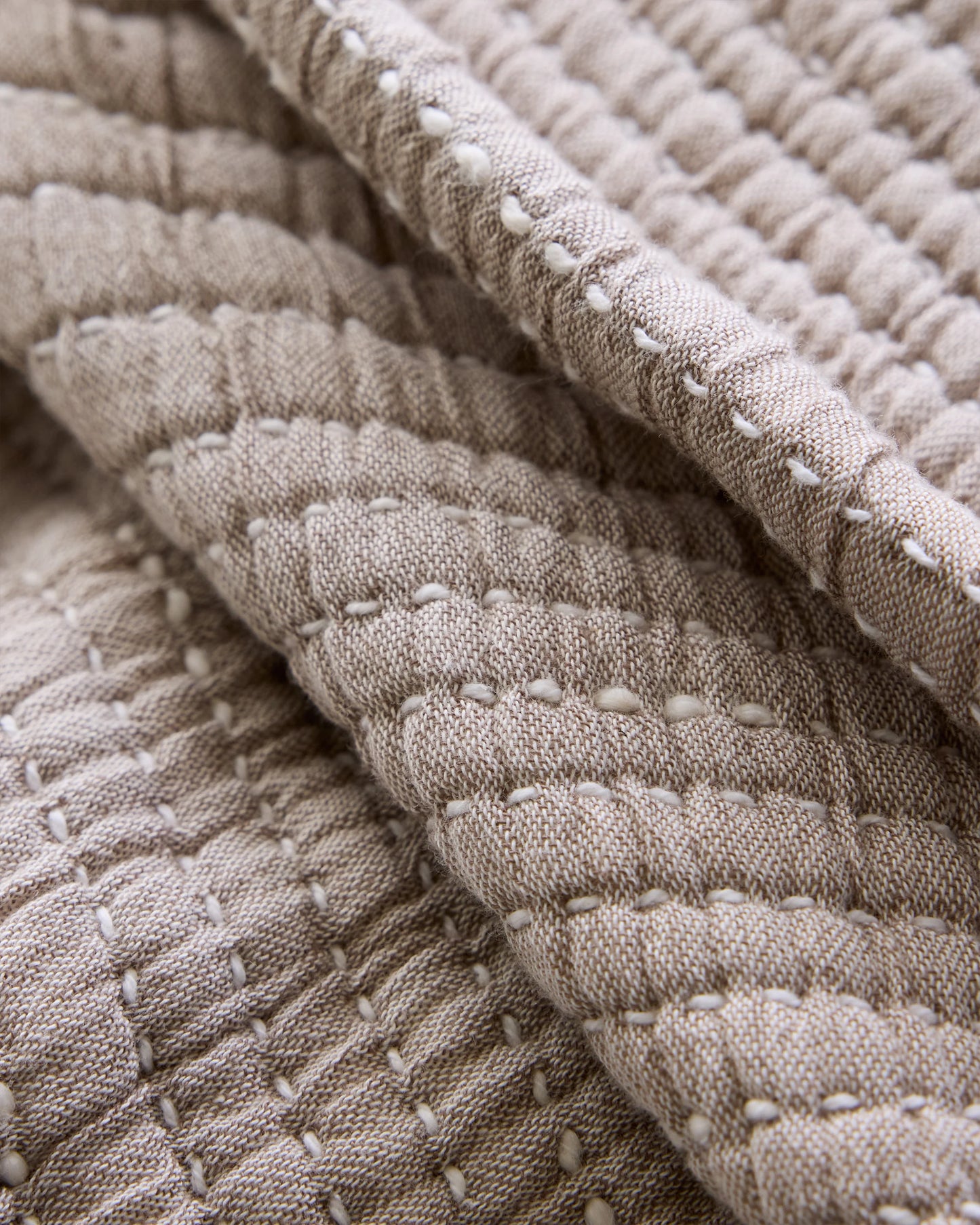 Organic Cotton Channel Stitch Coverlet Set - Twin / Coral Pink