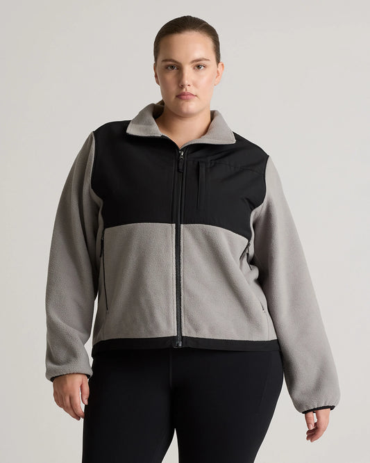 Polar Fleece Full-Zip Jacket - XS / Gravel/Bold Black