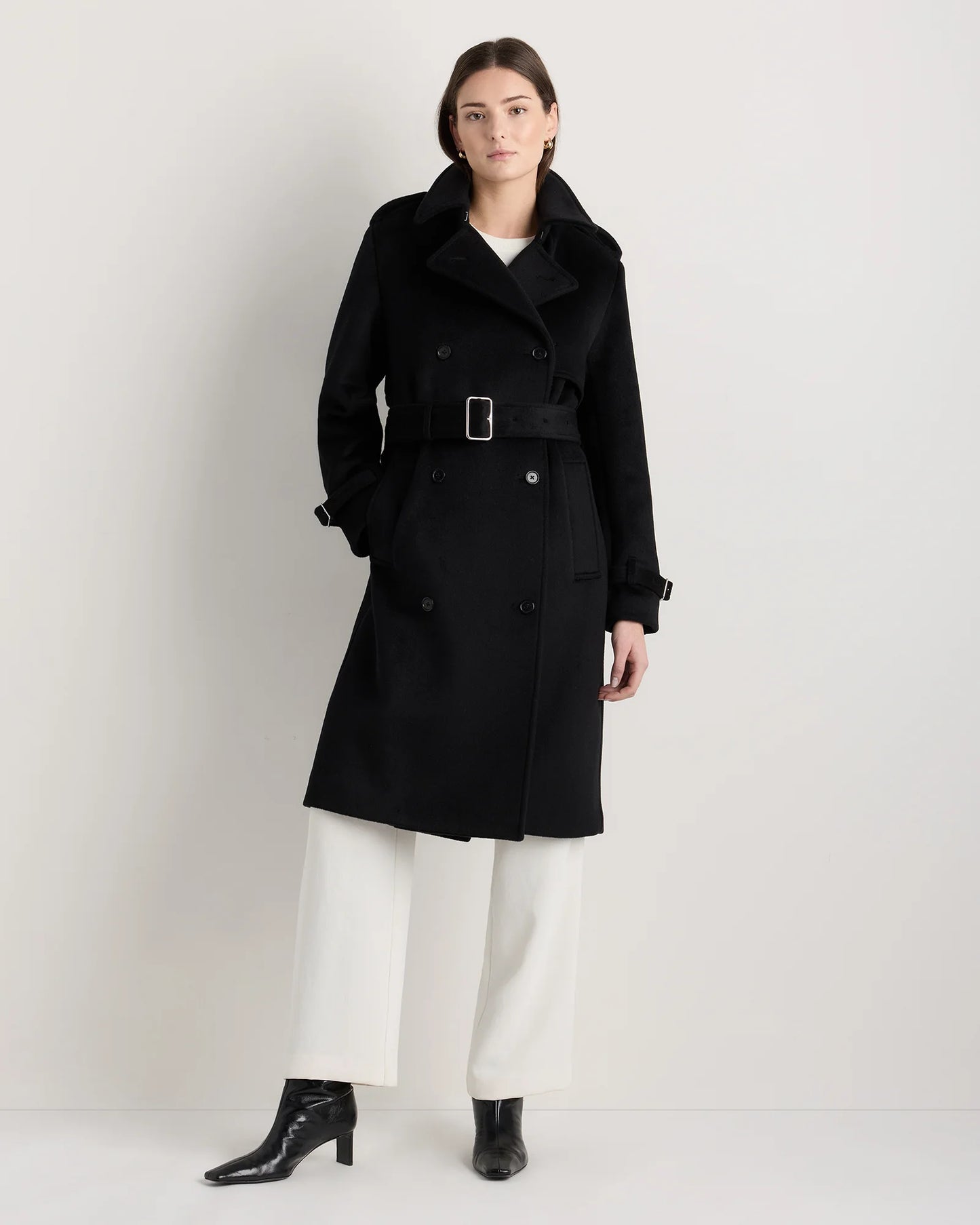 100% Mongolian Cashmere Trench Coat - XS / Heather Taupe