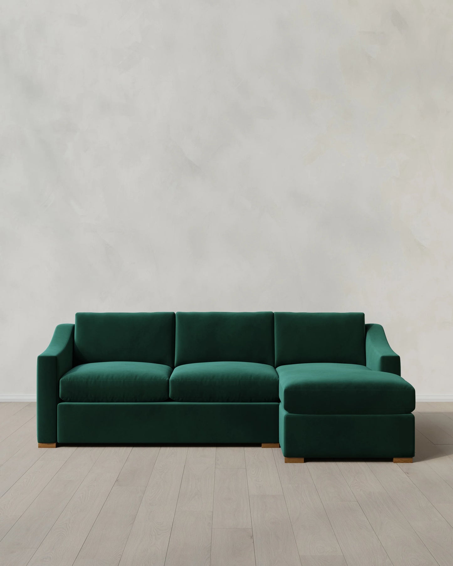 Hollis Slope Arm Chaise Sectional in Performance Velvet - 104" Right Arm / Spruce