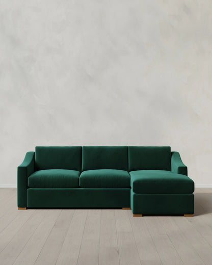 Hollis Slope Arm Chaise Sectional in Performance Velvet - 104" Right Arm / Spruce