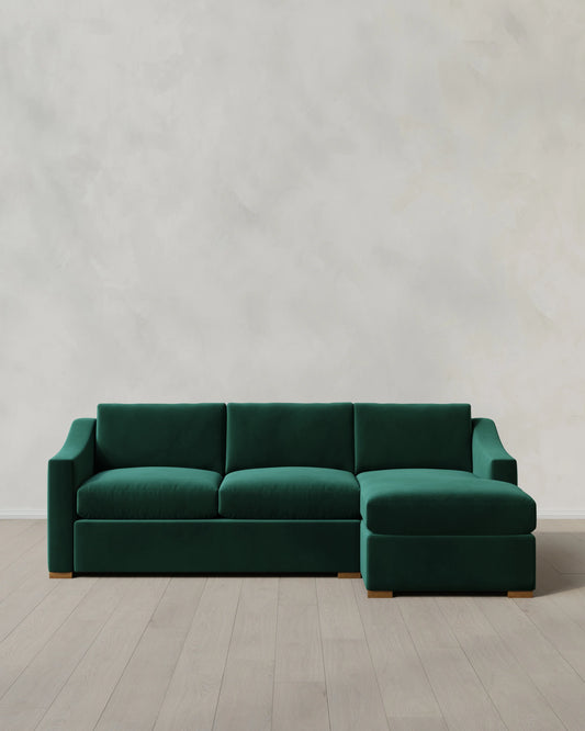 Hollis Slope Arm Chaise Sectional in Performance Velvet - 104" Right Arm / Spruce