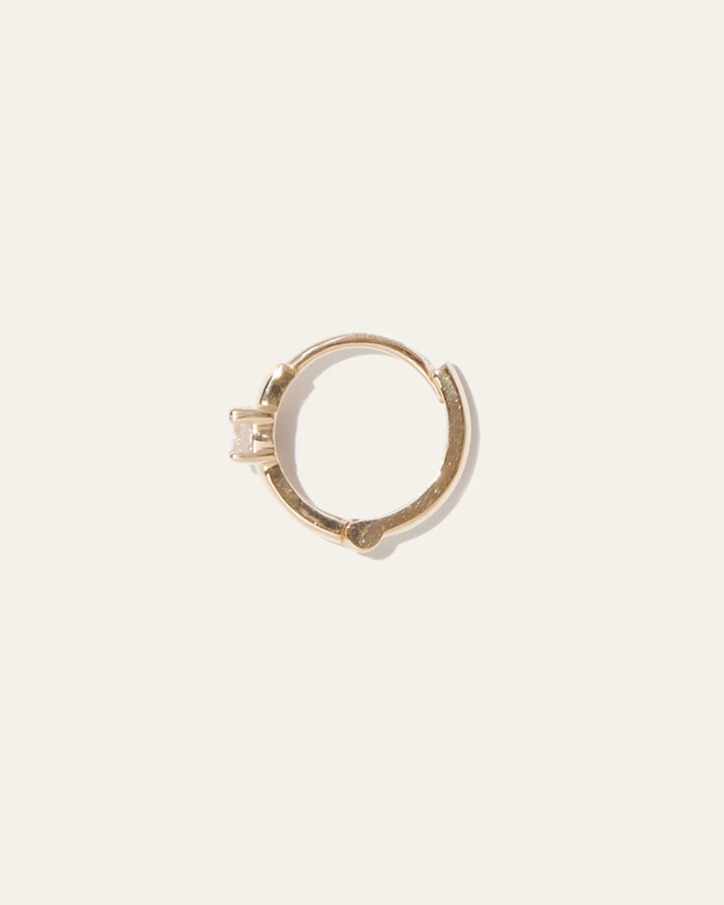 14K Gold Gemstone Tiny Huggie - Single - One Size / Emerald