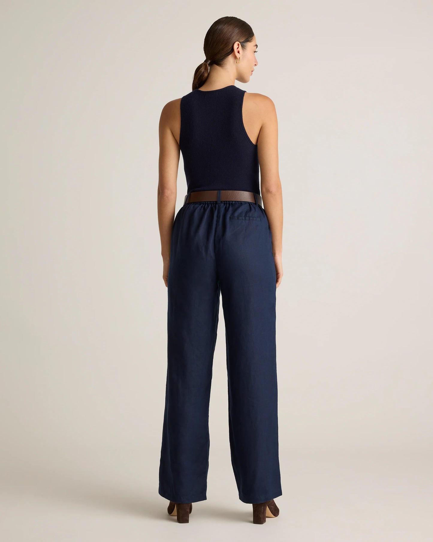 100% European Linen Pleated Trouser - 0 / Bayberry Olive