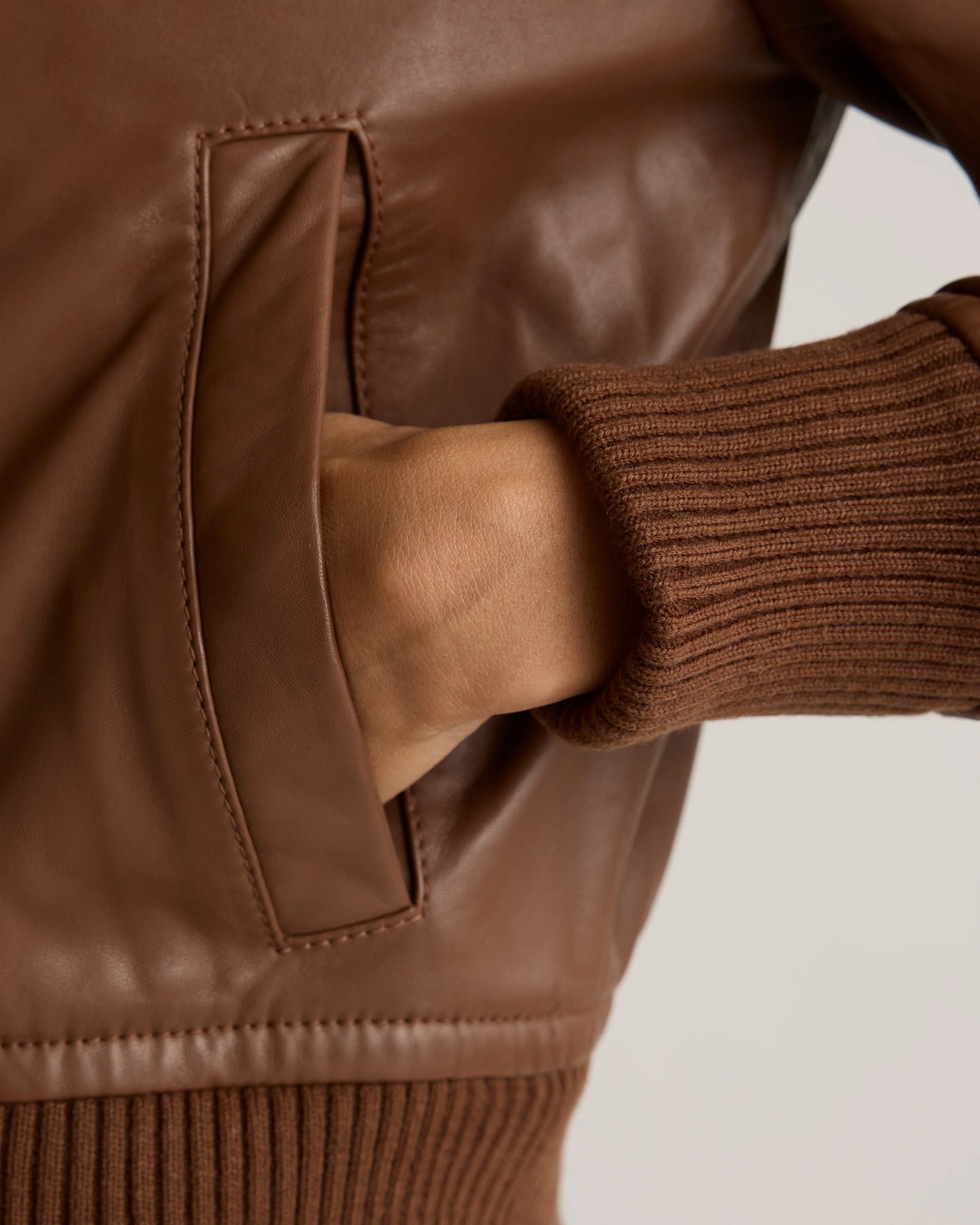 100% Washed Leather Bomber Jacket - XS / Black