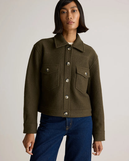 100% Merino Wool Cropped Shirt Jacket - XS / Mulled Wine