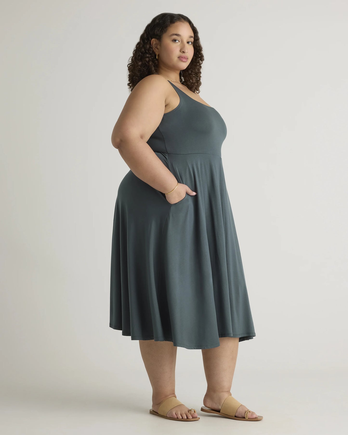 Tencel Jersey Fit & Flare Dress - 1X / Brown