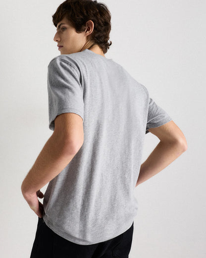 100% Organic Cotton Slub Henley Tee - S / Heather Grey